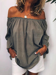 Women casual off shoulder long sleeve blouses