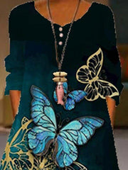 Navy Blue Holiday A-Line Crew Neck Dresses