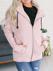 Plain Daily Casual Woman Hooded With Pockets