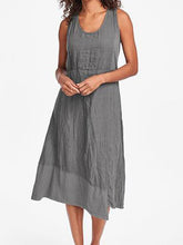 Casual Plain Sleeveless Women Round Neck Irregular Hem Maxi Dresses