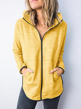 Women hoodied plain zipper long sleeve casual jackets