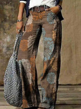 Vintage Printed Denim Loose Casual Women Long Pants