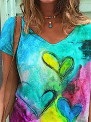 Love Print Casual Short Sleeve Shirts & Tops