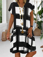 Women v neck printed stylish short sleeve shift dresses
