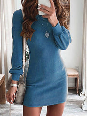 Women sexy back design plain long sleeve bodycon dresses