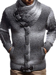 Men's Tie dye Stand Collar Horn Button Knitted Sweater