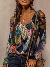 Women Printed off shoulder special clothing long sleeve T-shirts Tops