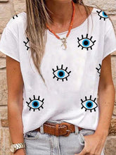 Women eye printed short sleeve T-shirts