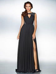 Fashion Black Sleeveles Maxi Dress Evening Dress