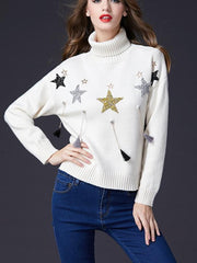 New Autumn Women Paillette High collar Sweaters