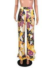 Women Printed Falbala Fashion Loose Pants