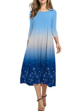 Women's Printed Gradient Long Sleeve Shift Dresses