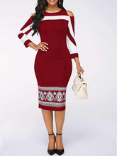 Elegant Off Shoulder Color Matching Long Bodycon Dresses