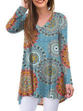 V neck women long sleeve daily T-shirts for Autumn