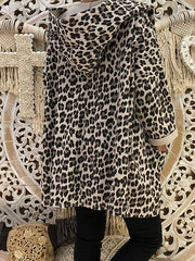 Fashion Leopard Print Hooded Woman Coats