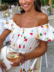 Sexy strapless fashion printed big hem maxi dresses