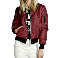 Women's Stand Collar Zipper Jackets Coat Casual Outerwear