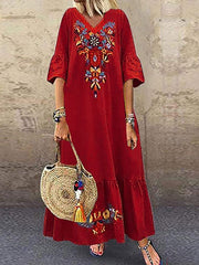 Comfy women printed short sleeve maxi dresses