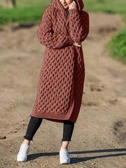 Fashion plain hoodie long sweater coats cardigans