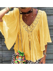 Women V neck Half Sleeve Summer T-shirts