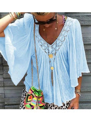 Women V neck Half Sleeve Summer T-shirts