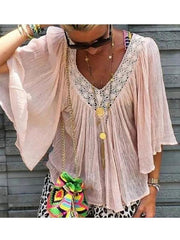 Women V neck Half Sleeve Summer T-shirts