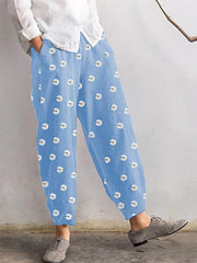Daisy Floral Print Elastic Waist Relaxed Harem pants