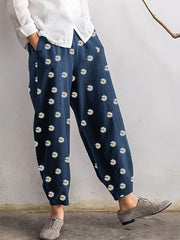 Daisy Floral Print Elastic Waist Relaxed Harem pants