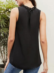 Women stand collar sleeveless T-shirts