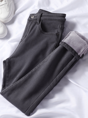 Casual Denim Solid Pants