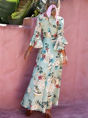 Bohemia Asymmetric V-neck Maxi Dress