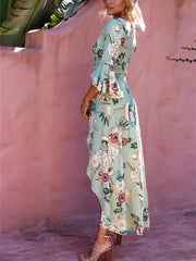 Bohemia Asymmetric V-neck Maxi Dress