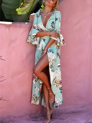 Bohemia Asymmetric V-neck Maxi Dress