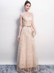 Elegant Lace Embroidery Sleeveless Evening Party Dresses