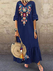Comfy women printed short sleeve maxi dresses