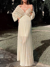 Elegant V-neck shawl sleeve evening dresses