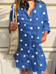 Small Lapel Dots Printed Casual Blouses