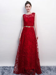 Elegant Lace Embroidery Sleeveless Evening Party Dresses