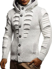 Men's Fashion Chic Plain Hooded Knit Jacket