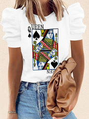 Casual printed round neck short-sleeved pullover T-shirts