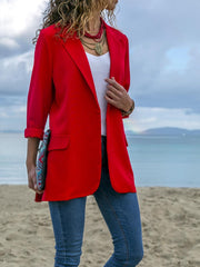 Fashion Lapel Long Sleeve Pocket Woman Blazer