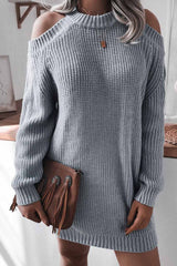 Loose Off Shoulder Long Sleeves sweater Shift Dresses