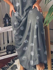 Polka Dots V Neck Printed Casual Shift Dress