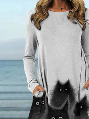 Loosen Animal Cotton Blends Dresses