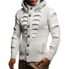 Men's Fashion Chic Plain Hooded Knit Jacket