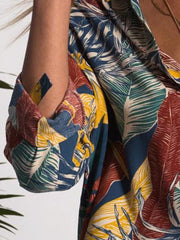 Spring Fashion Turn Down Flower Printed Vintage Blouses