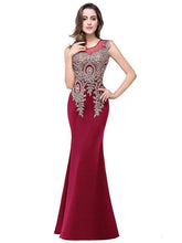 Pretty Round Neck Hollow Gold Thread Floor Evening Dress