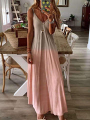 Fashion V Neck Sleeveless Cotton Maxi Dresses
