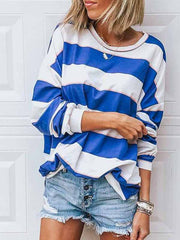 Loose Round Neck Striped T-shirt