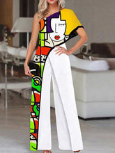 Women one off shoulder printed jumpsuits